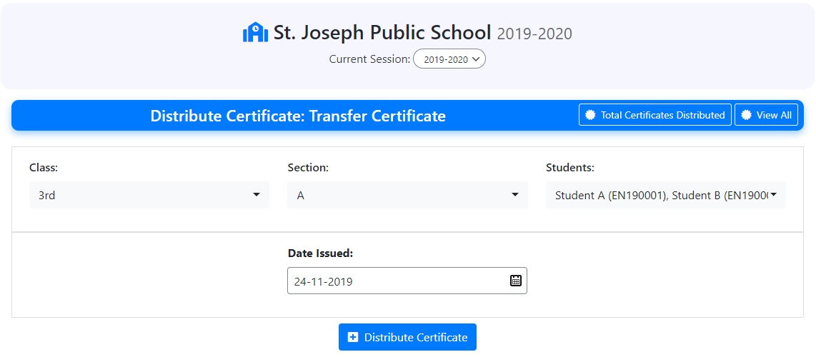 Distribute Certificate to Students