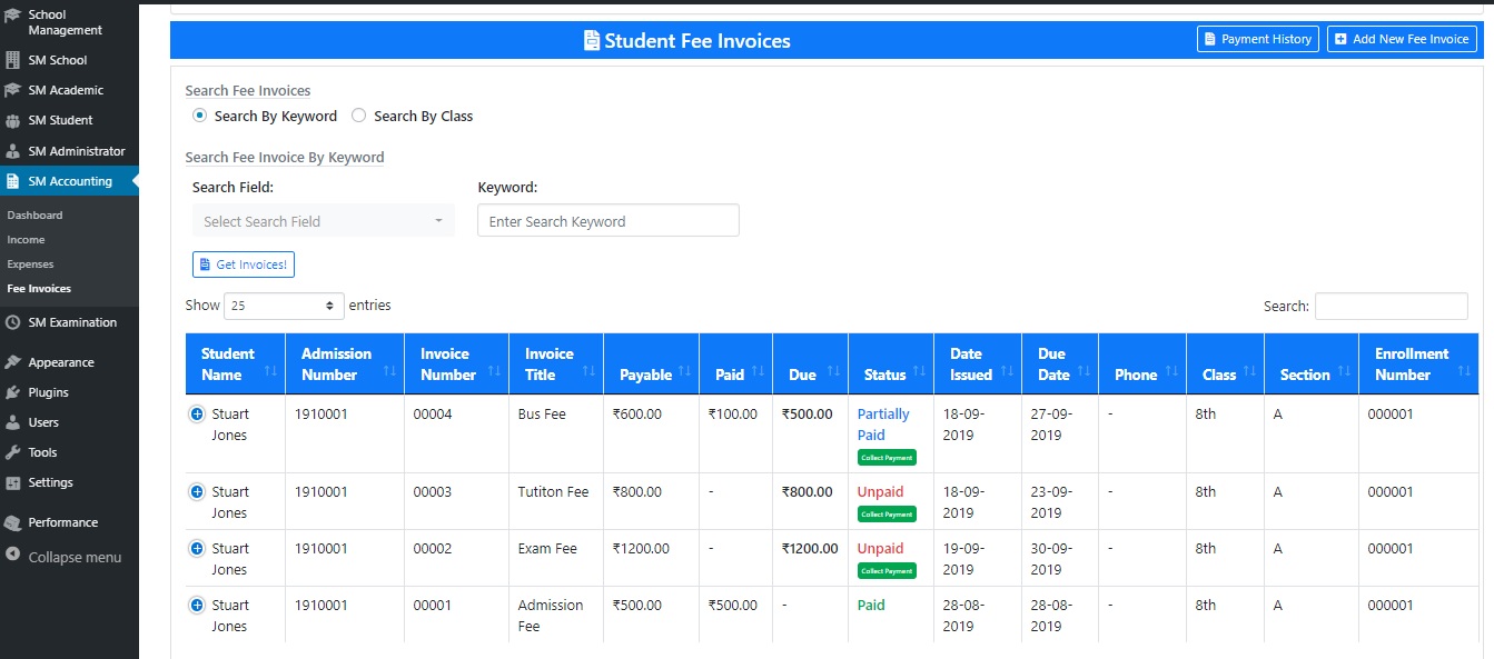 Generate Fee Invoices