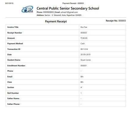 Print Payment Receipt