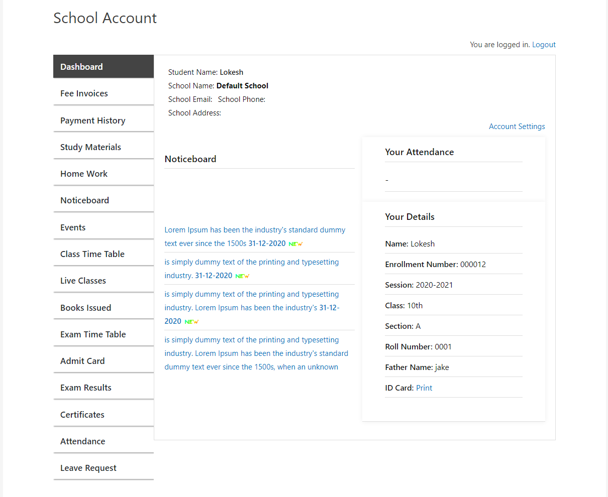 Student Dashboard